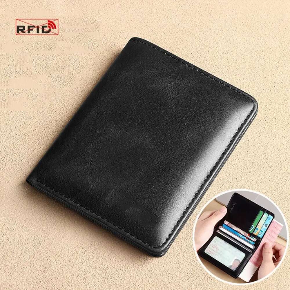 Fashion Vintage PU Leather Men's Short RFID Card Holder High Quality Slim Purse Business Style Wallet