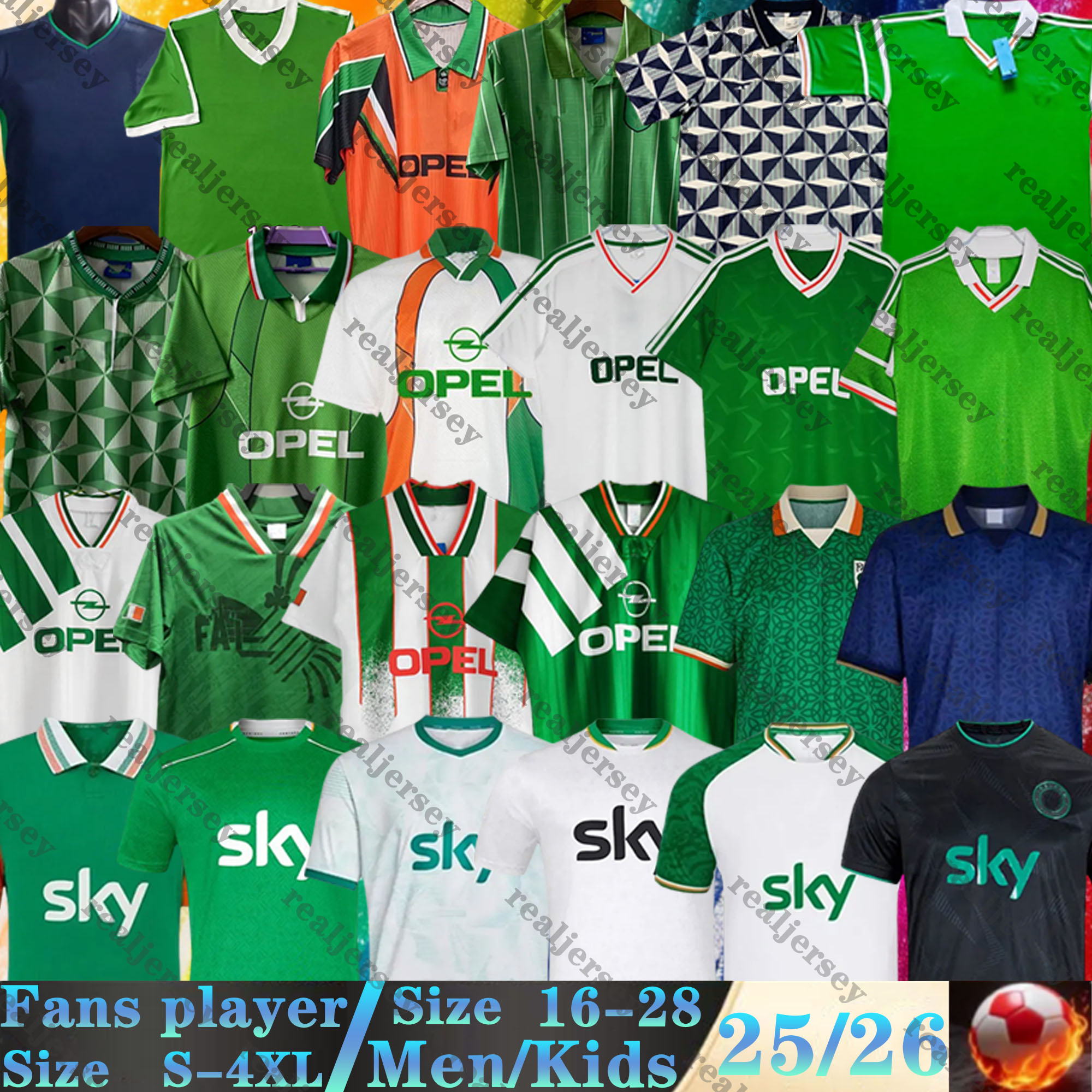 2025 2026 Ireland soccer jersey retro 1990 1992 1994 1996 1997 home classic vintage Irish McGRATH KEANE STAUNTON HOUGHTON McATEER 88 25 26 men kids kit football shirts