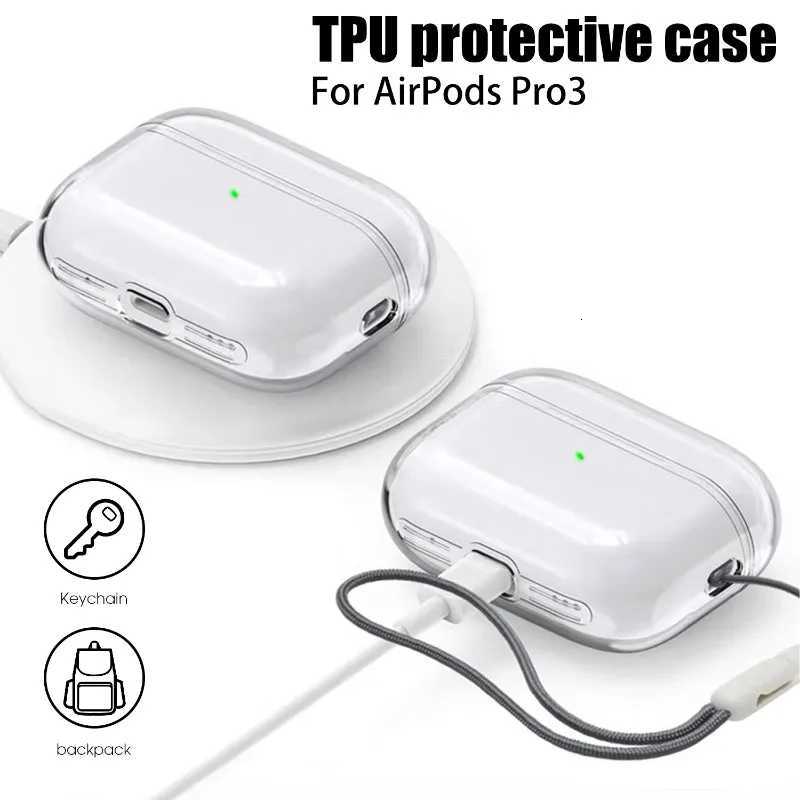 For Airpods Pro 3 Case Accessories Shockproof Clear Full Protective Cover for Air Pods Pro Gen 3 2025 with Keychain Cleaning PenW251125
