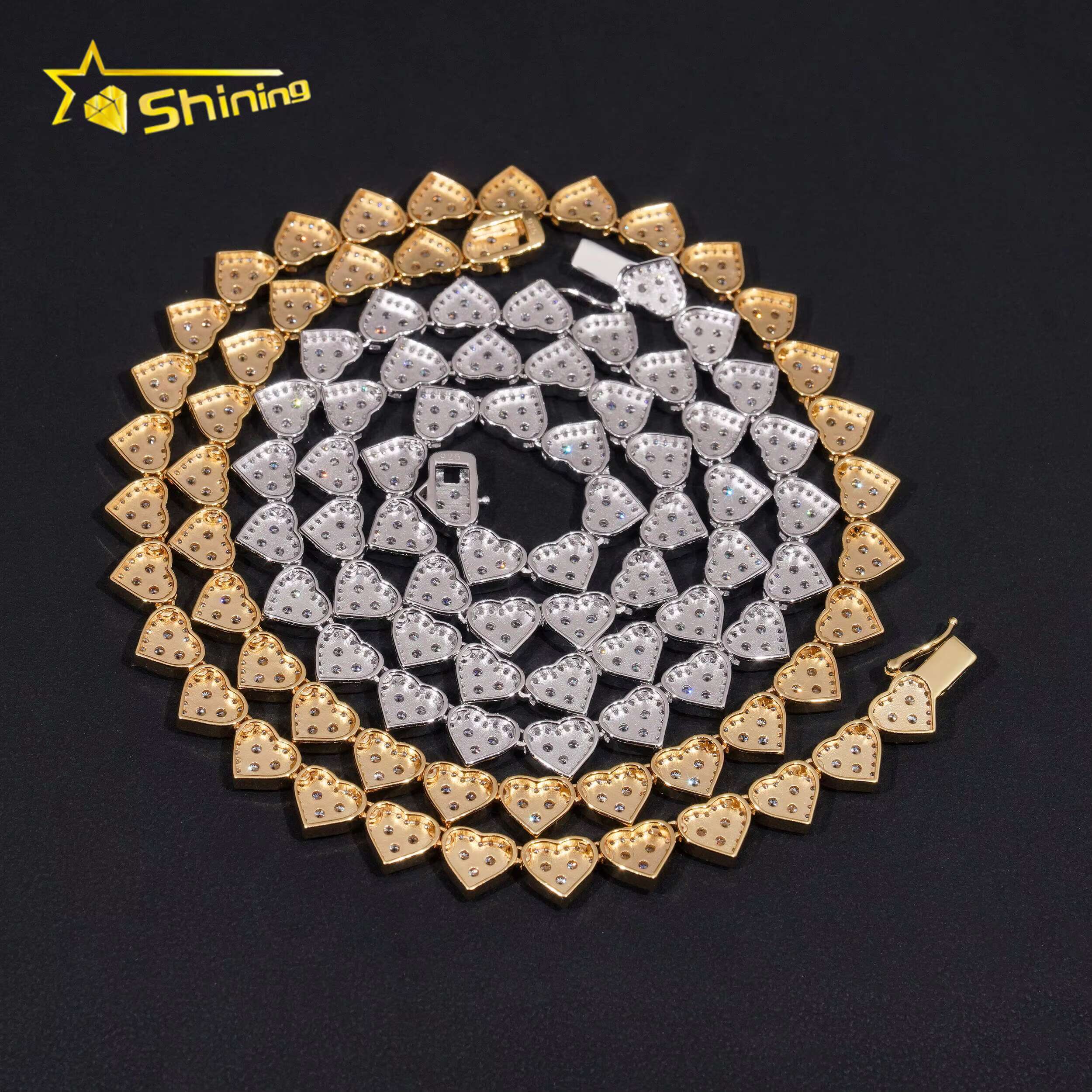 Fast Delivery Heart Design 925 Sterling Silver Pass Diamond Tester GRA Certified VVS Moissanite Heart Cluster Bracelet Chain