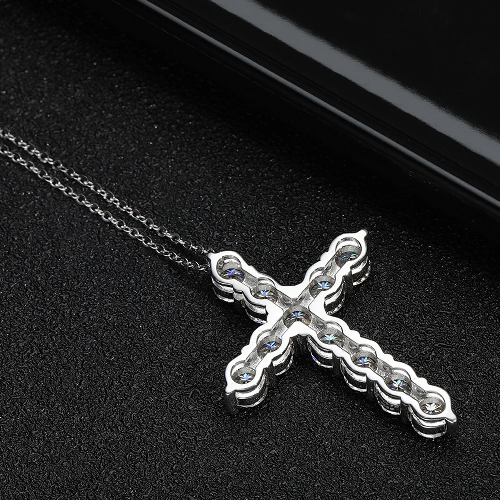 3mm 4mm 5mm Cross Necklace GRA Certified S925 Silver Jesus Pendant Necklace Female Engagement Bride Exquisite Jewelry 250408CJ