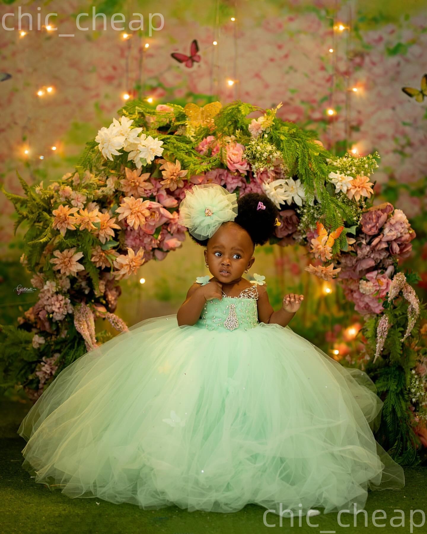 2026 Mint Ball Gown Flower Girl Dresses Sheer Neck Crystals Tulle Elegant Little Girl Christmas Peageant Birthday Christening Tutu Dress Gowns ZJ422