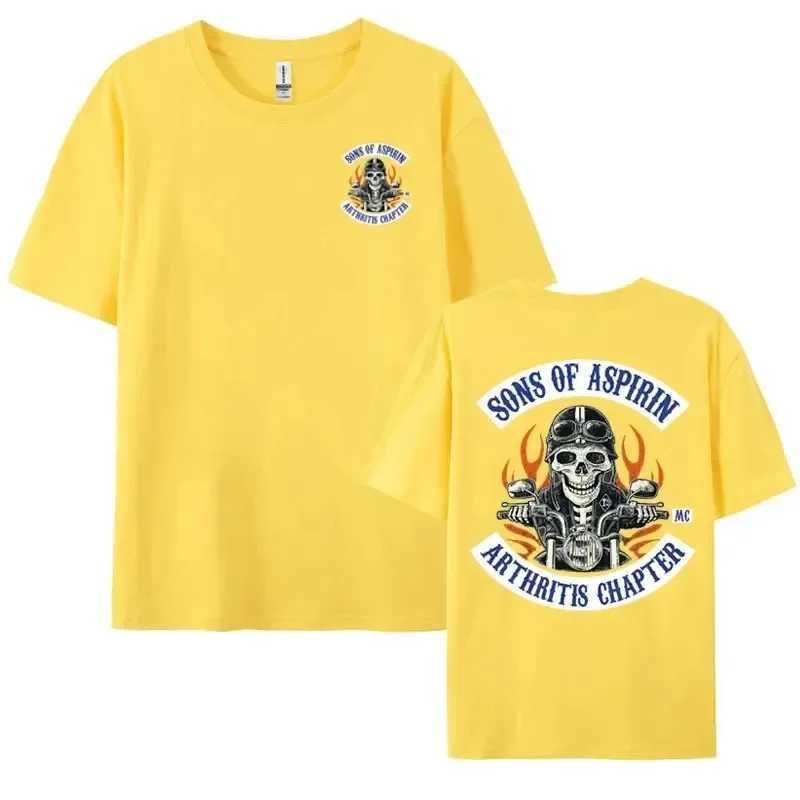 Interesting Motorcycle Rider Skull Printed T-shirt for Mens Summer 100% Cotton Fashion Gothic T-shirt Retro Cool Y2k Casual T-shirt W250425