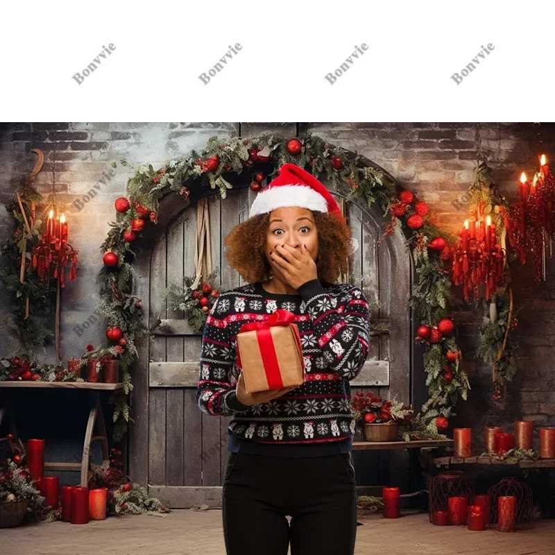 Bonvvie Merry Christmas Backdrop Xmas Tree Gifts Snowman Family Party Decor Background Photocall Photography for Photo StudioM251125