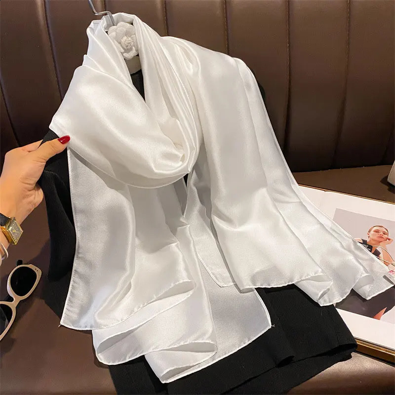 180x90cm long silk feel satin scarf smooth and lightweight sunscreen shawl wrapped around womens headscarf 250422