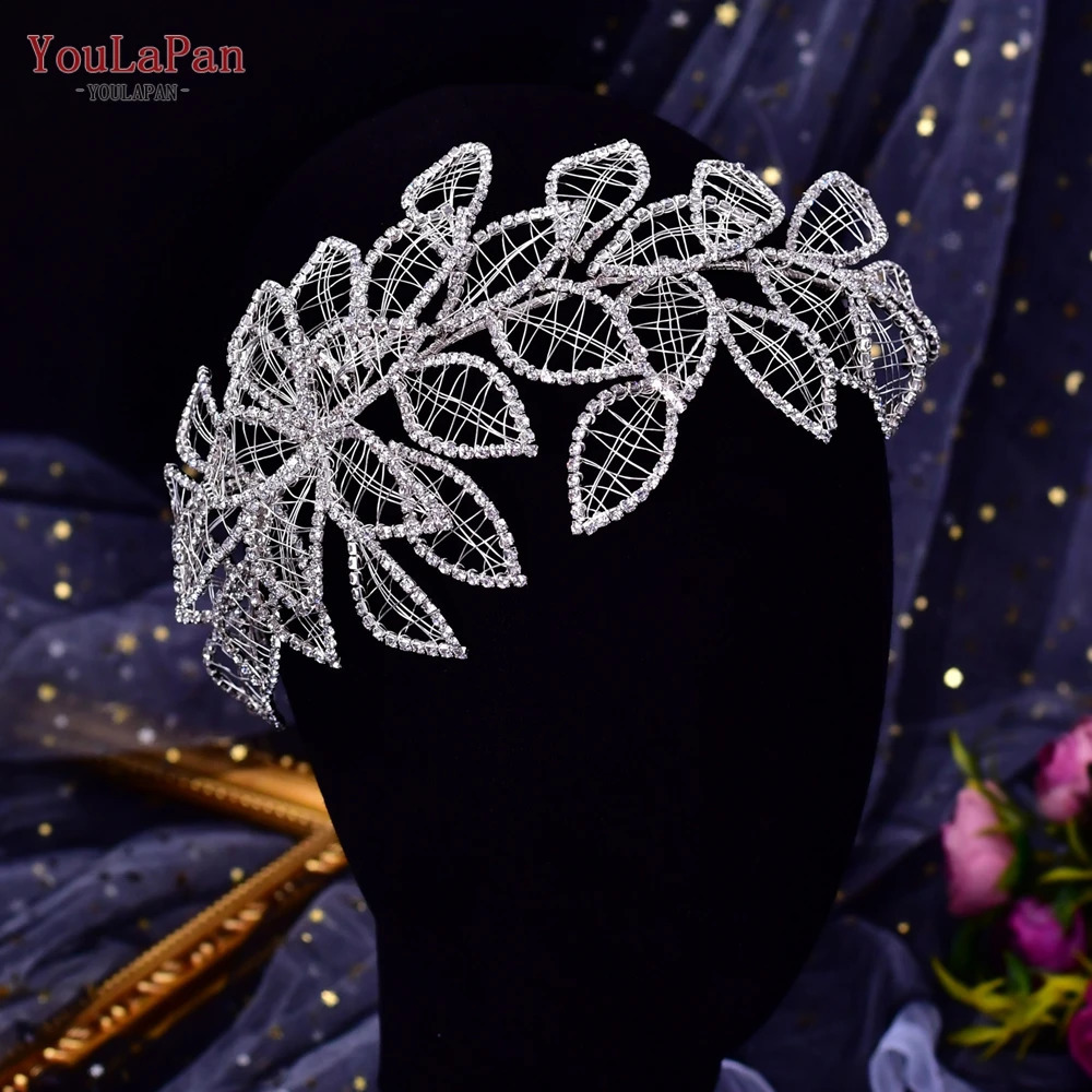 YouLaPan Bridal Headpiece for Weddings Hair Accessories Rhinestone Leaf Woman Headdresss Brides Hair Ornaments Headband HP256A 250420