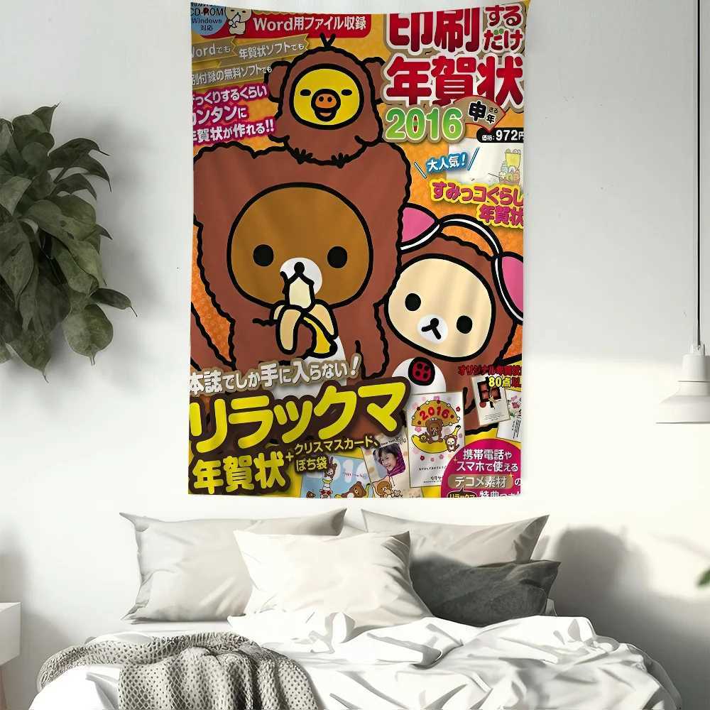 Japan Anime Cute Cartoon Rilakkuma Bohemian Tapestry Cheap Hippie Wall Hanging Bohemian Wall Tapestries Hanging Home DecorM251125