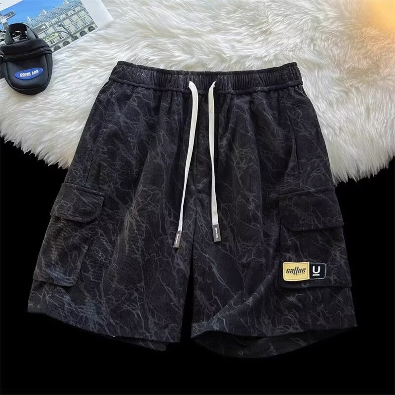 Multi pocket workwear shorts men's 2025 new summer trendy brand American functional loose straight leg five quarter pants