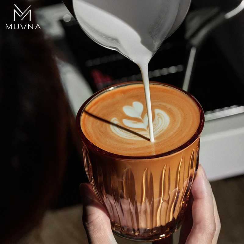 MUVNA Glass Coffee Cup 100ml 160ml 220ml 320ml Espresso Cups Coffee Accessories Anti-Scald Coffee Mugs Glass Transparent Gray Y251125