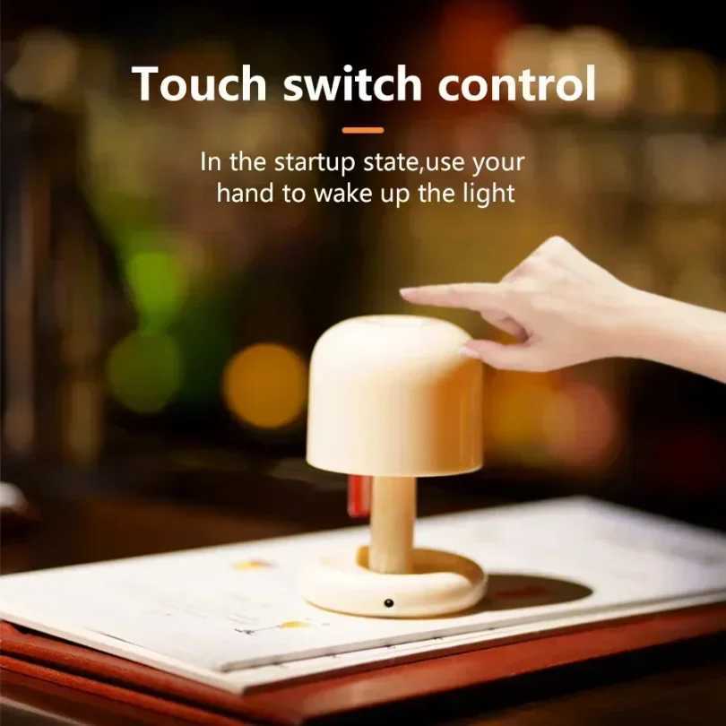 Mini Sunset Night Lamp Desktop Creative USB Rechargeable Ins Mushroom Style Led Night Light for Coffee Bar Home Decor BedroomM251125