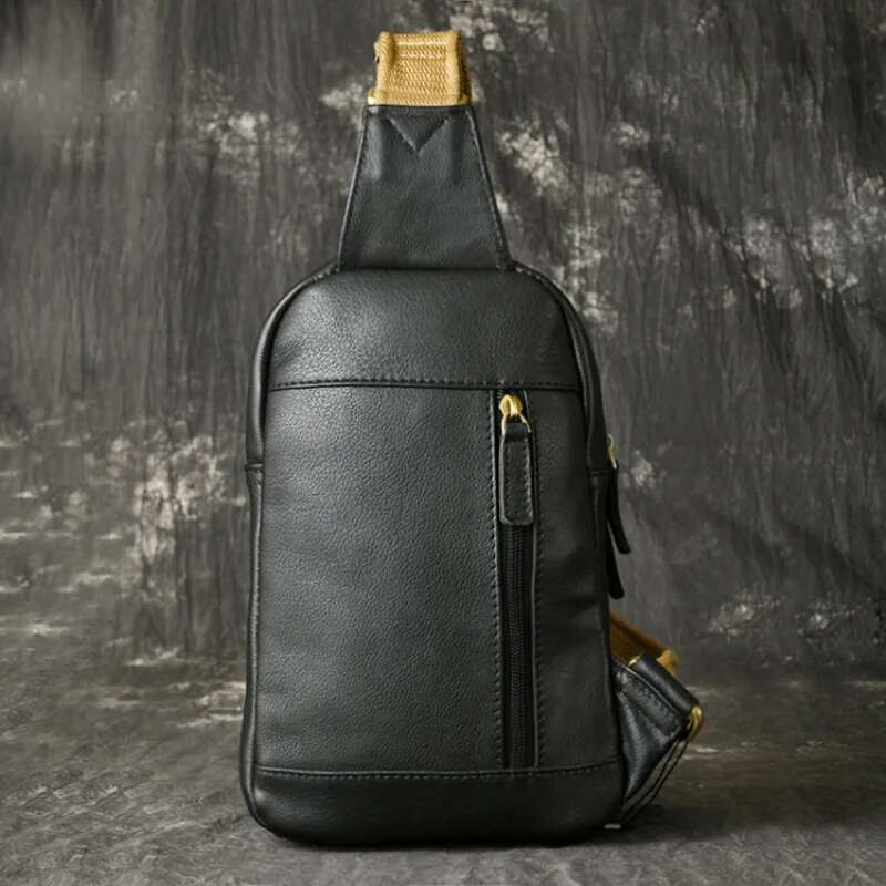 LUOKIR Men's Genuine Leather Shoulder Bag, Women's Cowhide Crossbody Small Backpack, Oilskin Large Capacity Bolsos Para Hombre.