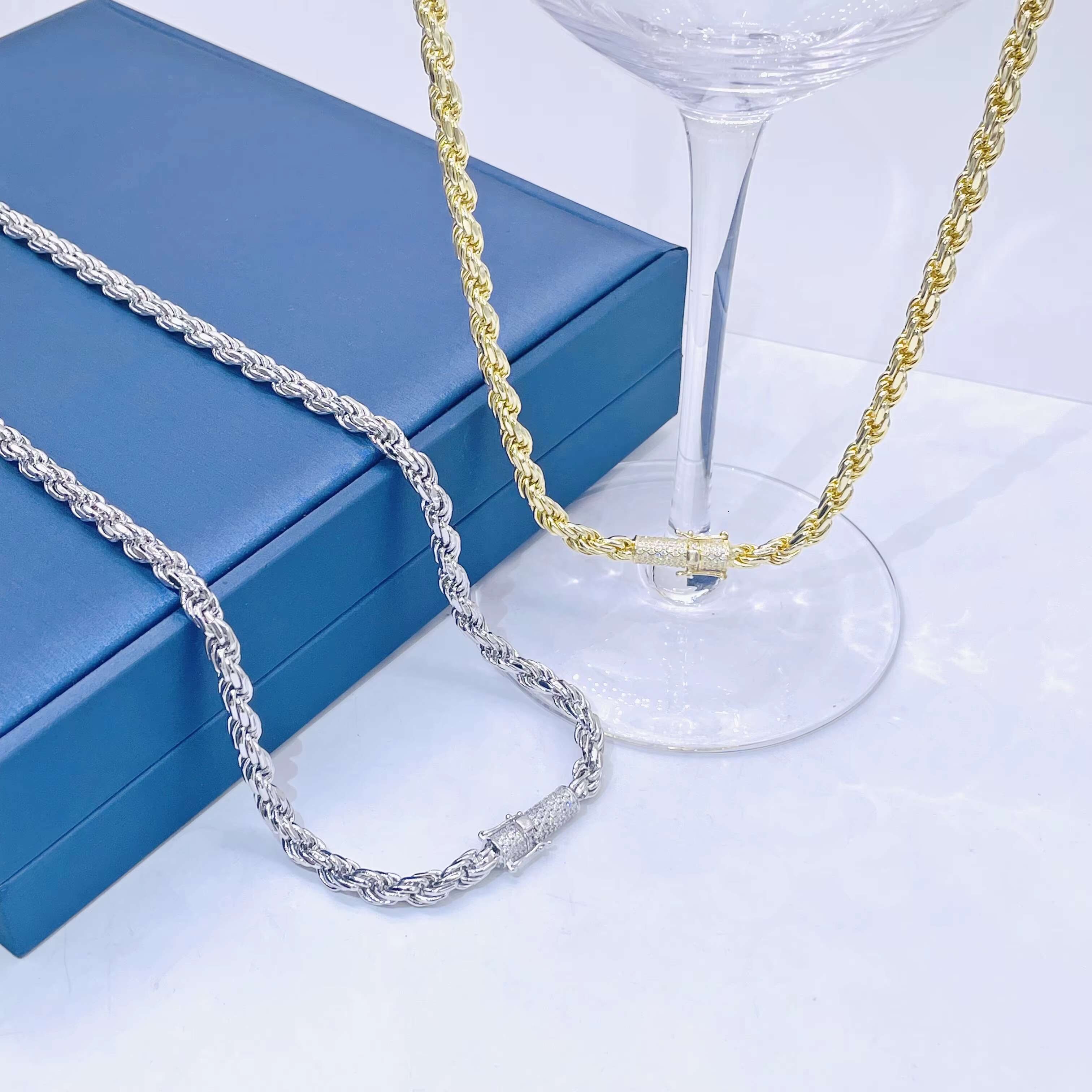 Moissanite Jewelry Hiphop Chain Ready to Ship 6mm Width 925 Sterling Sliver Cuban Chain