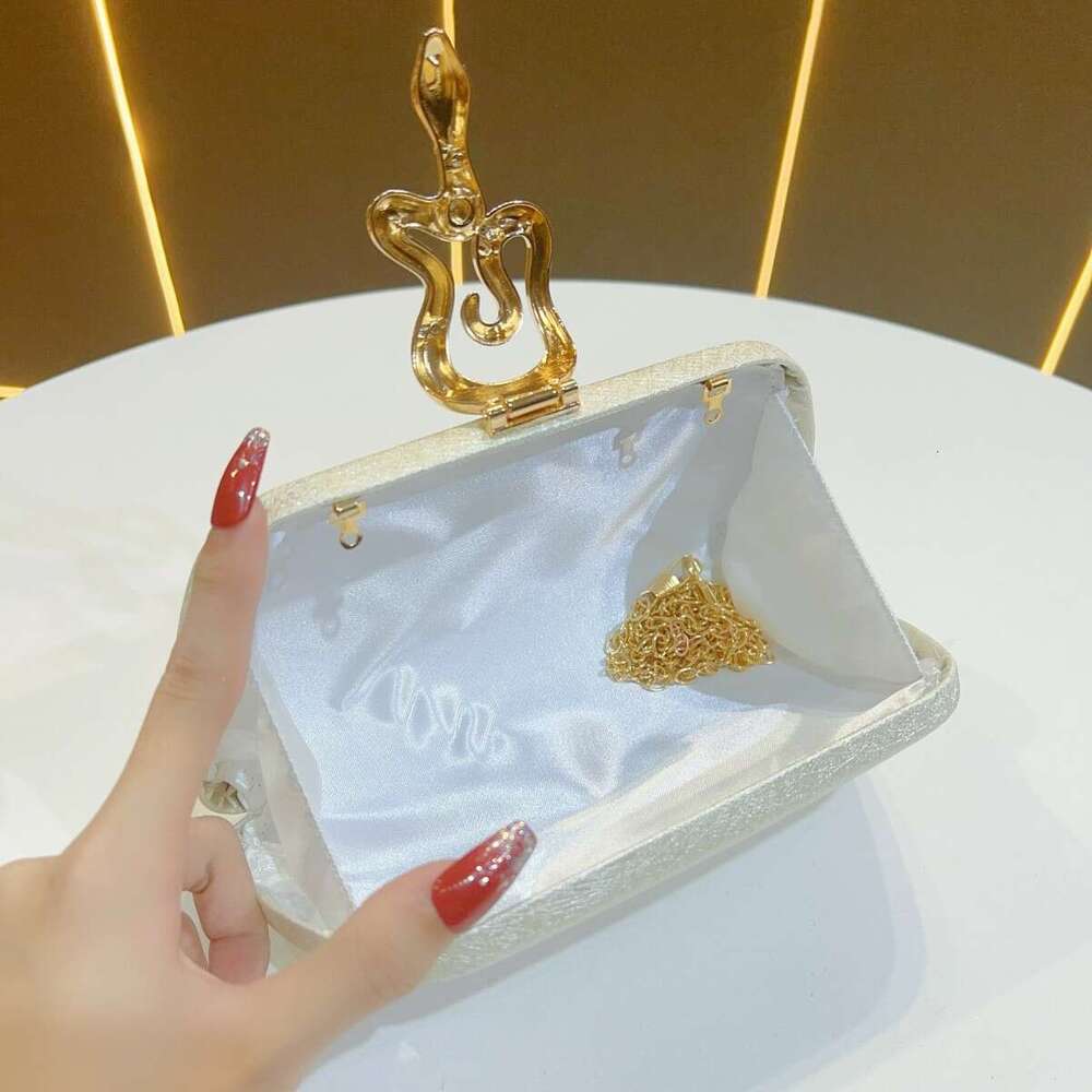 Women's Fashion Serpentine Lock Banquet Chain Strap Crossbody Party Handbag Evening Dress Bag 2025 Versatile Style New Trendy Ins