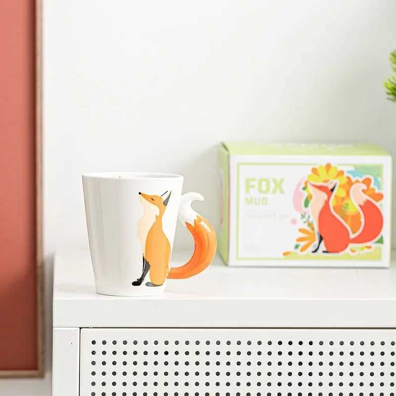 360ML 3D Fox Ceramic Cups Cartoon Animal Pattern Coffee Mugs Afternoon Tea Anti-scalding Milk Mug Home Office Kid Gifts Cup Y251125