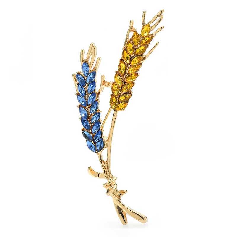 Wulibaby Beautiful Wheat Designs Brooches Pins Crystal Charming Flowers Plants Casual Party Brooch Fashion Jewelry Gifts J251125