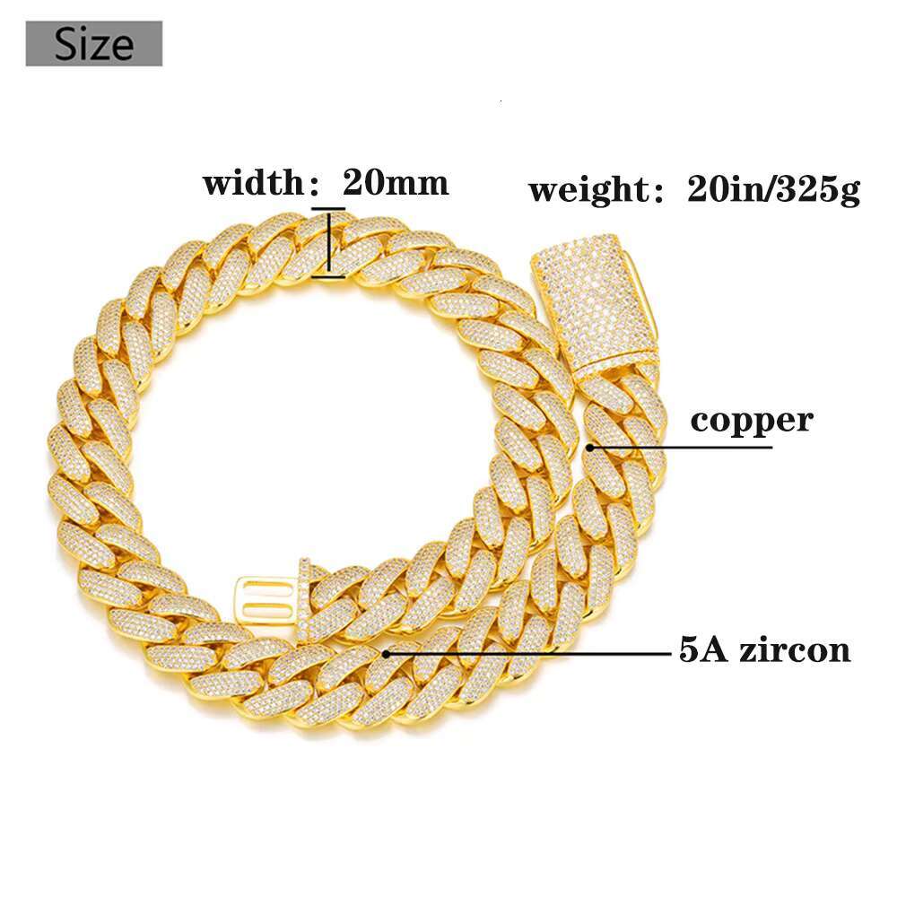 Womens Fashion Jewelry 18K Gold Plated Cuban Chain Necklace Zircon Gemstone Copper Body Custom