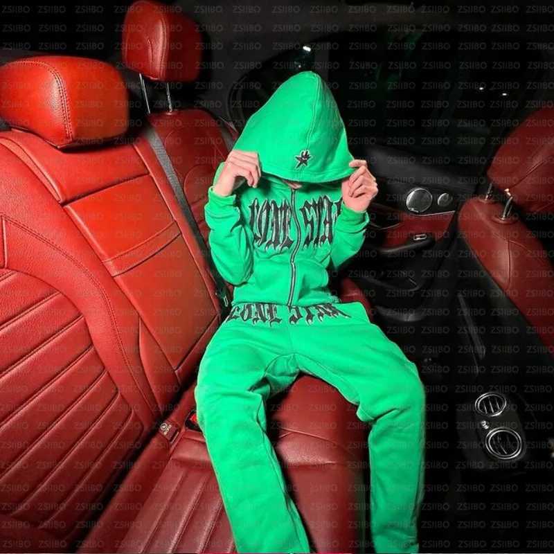 Foreign trade hip-hop Gothic cardigan wool sweater Y2K Harajuku hot stamping diamond personalized letter printed sweater w250425