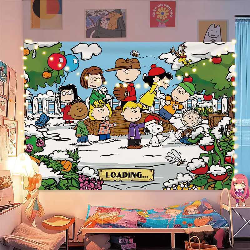 Miniso Christmas Tapestry Wall Hanging Decor Kids Adult Bedroom Dorm Background Cloth Healing Style Party DecorationM251125