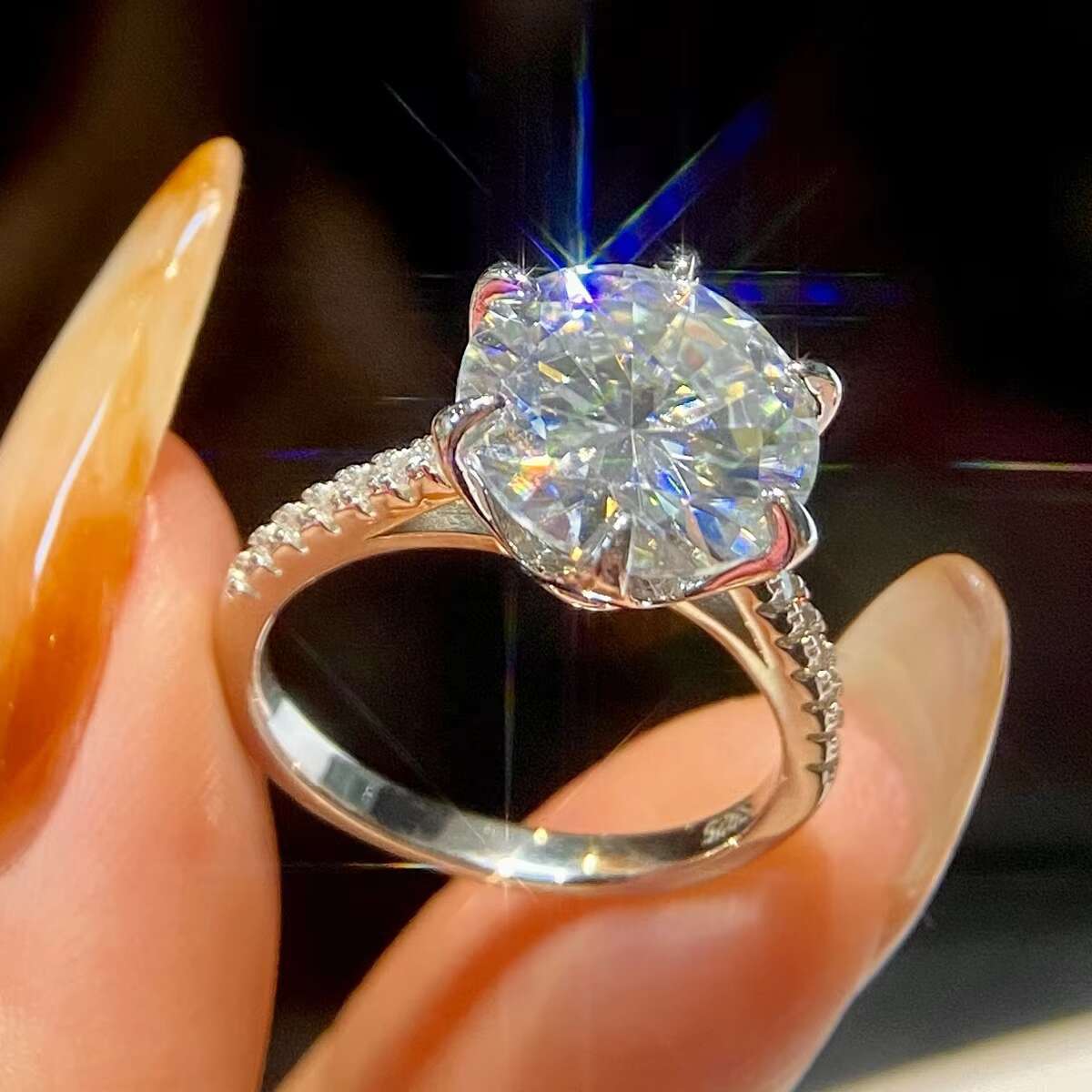 High End 5CT Blue Sapphire Red Pinky Black Yellow Blue Moissanite 925 Sterling Silver Women Men Wedding Rings Fine Jewelry