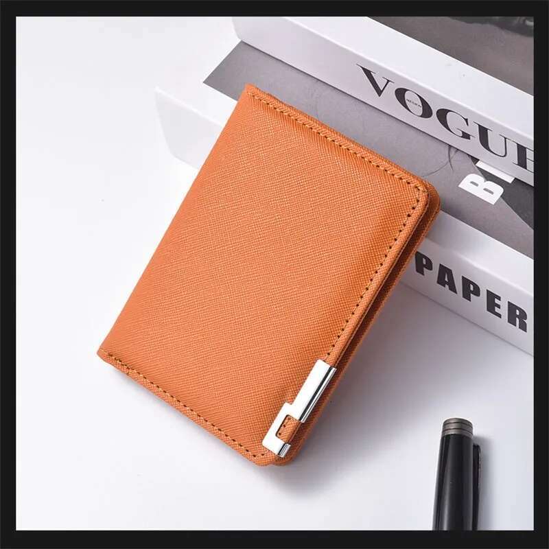 Men Soft PU Leather Black Solid Color Simple Short Ultra-Thin Wallets Multi-Card Slots Card Holder Small Coin Purse