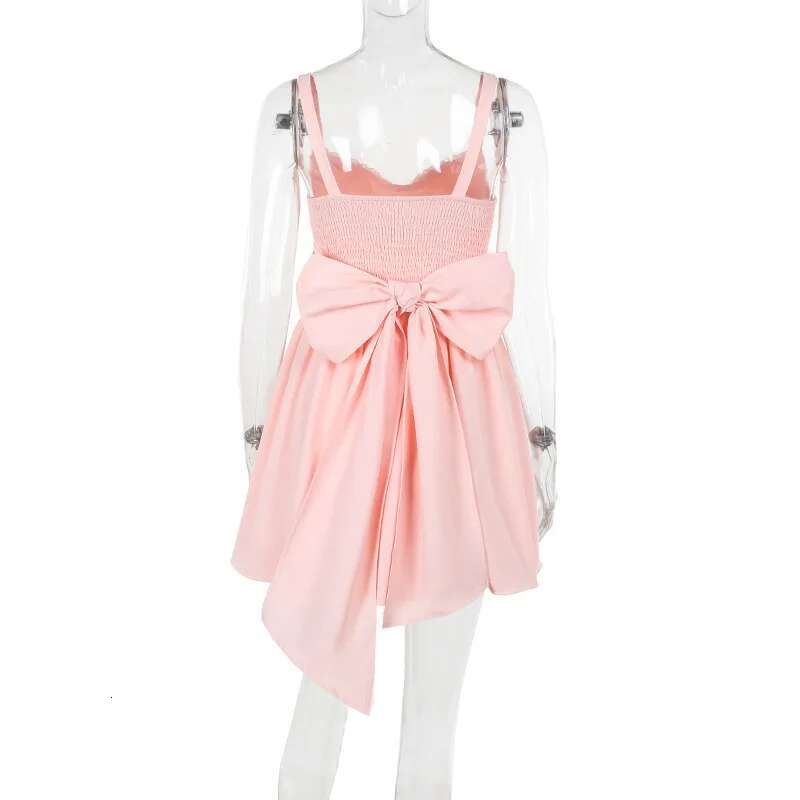 Dongdumaoyi Townlike Lace Bow Waist Wrap A Line Dress Women Spaghetti Strap Mini Spring Summer Nightclub Sexy Party Dresses