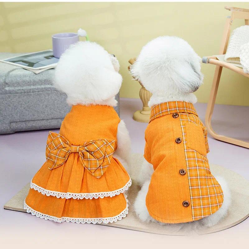 Couple Dog Clothes Shirt Dress Summer Pet Apparel Pomeranian Maltese Poodle Bichon Frise Schnauzer Clothing Puppy Costumes