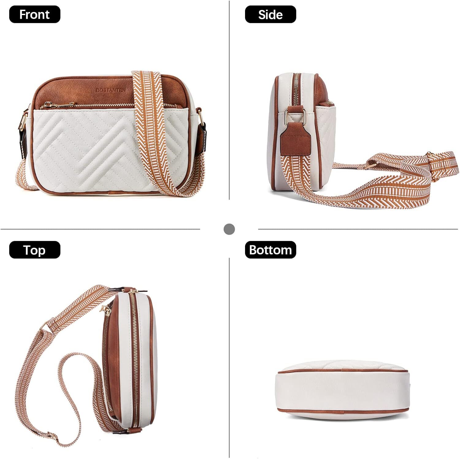 Quilted Crossbody Bags For Women Vegan Leather Purses Small Shoulder Handbags With Wide Strap