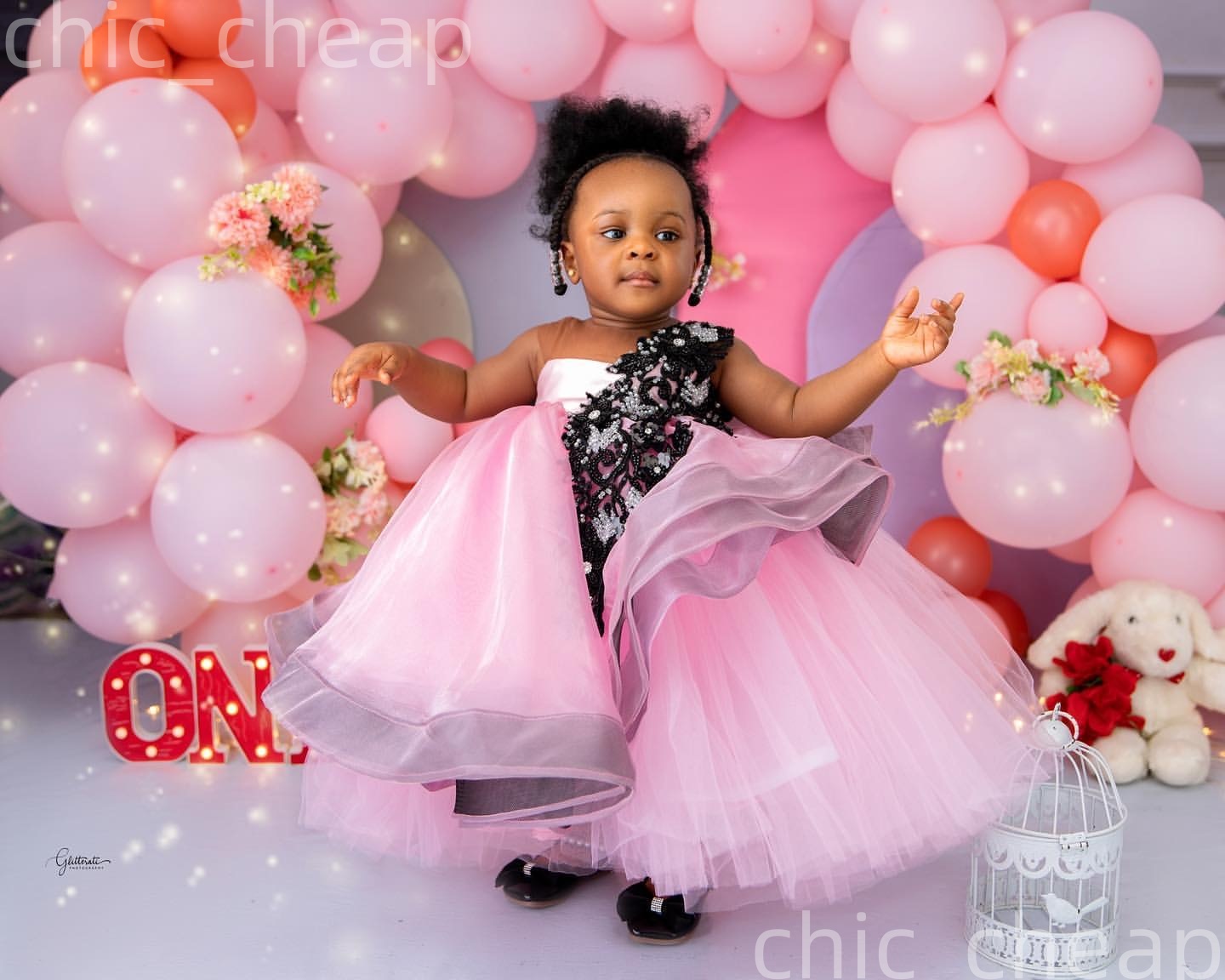 2026 Pink Ball Gown Flower Girl Dresses Bow Lace Beaded Sheer Neck Little Girl Christmas Peageant Birthday Christening Tutu Dress Gowns ZJ4242