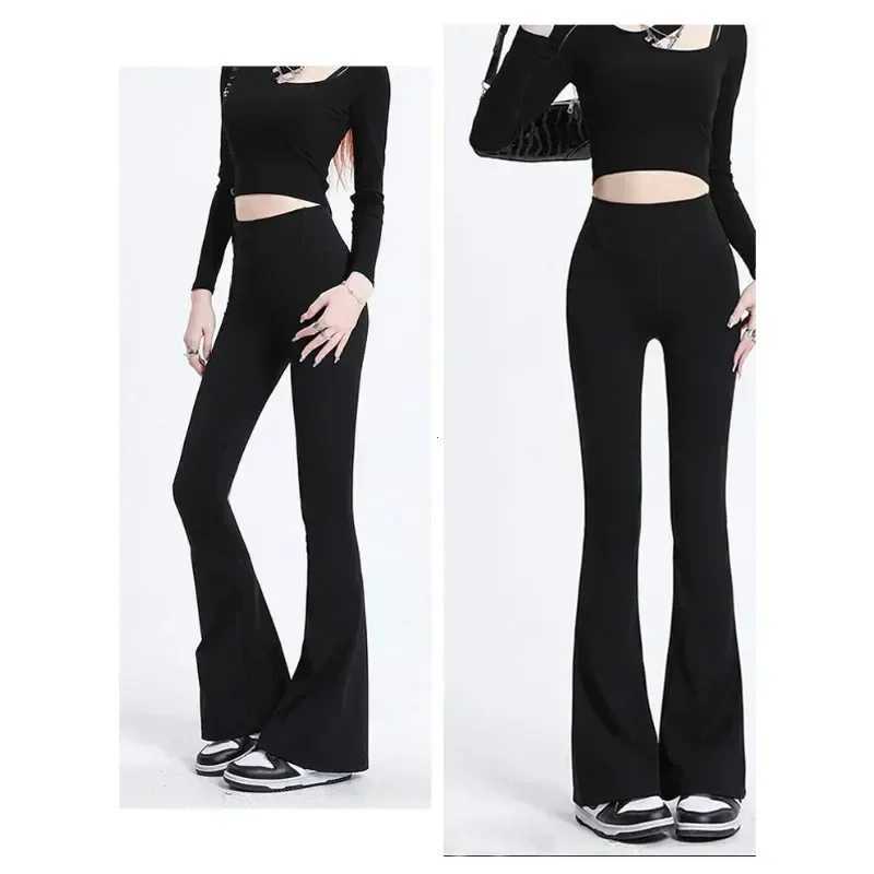 Womens sexy ultra-thin pants with ribbed solid color pants high waisted sparkling pants showcasing long legs fully matched sports pantsC250425