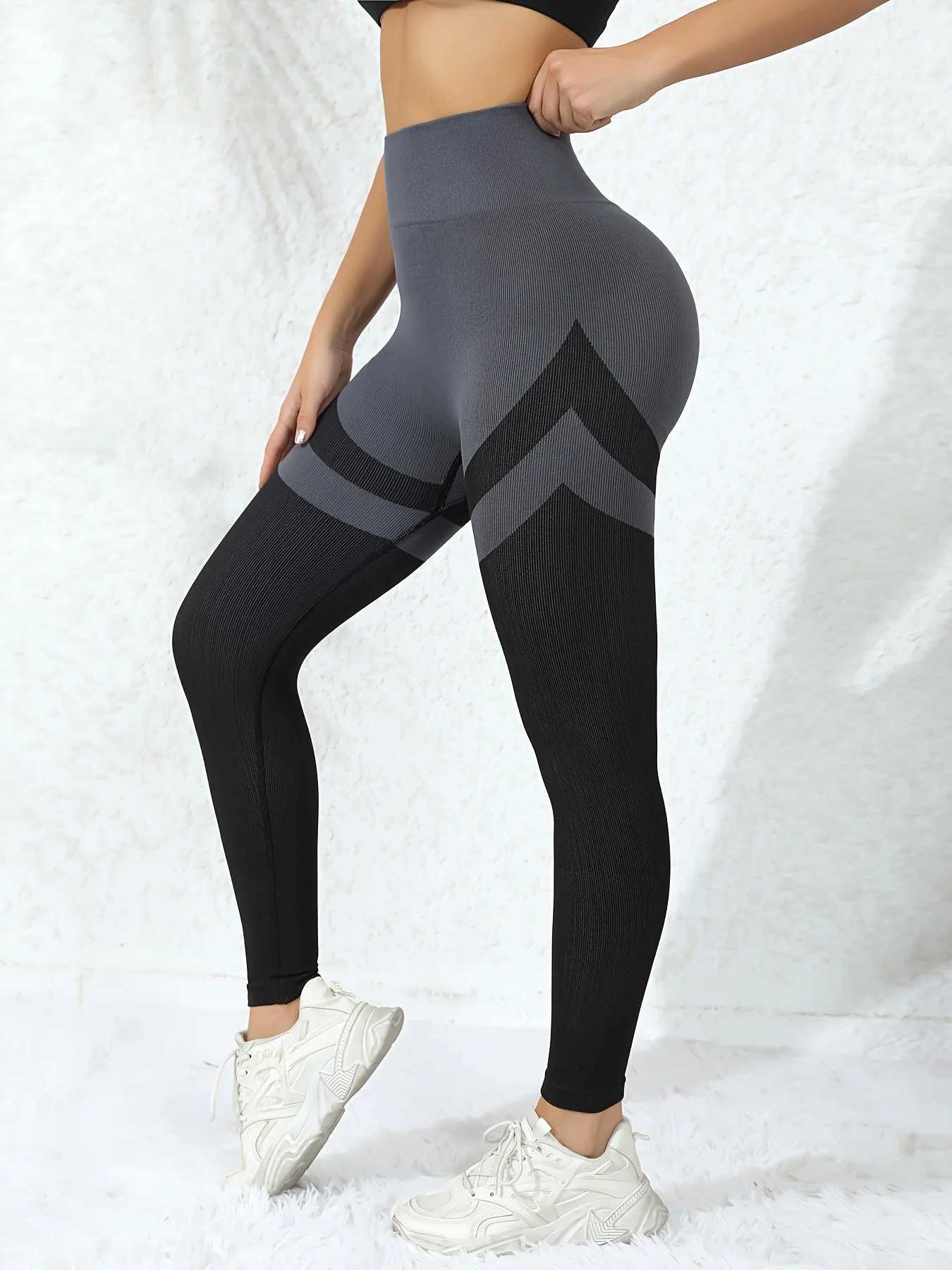 Womens seamless leg twisting exercise leg womens hip lifting tight gym waist yoga pantsC250425