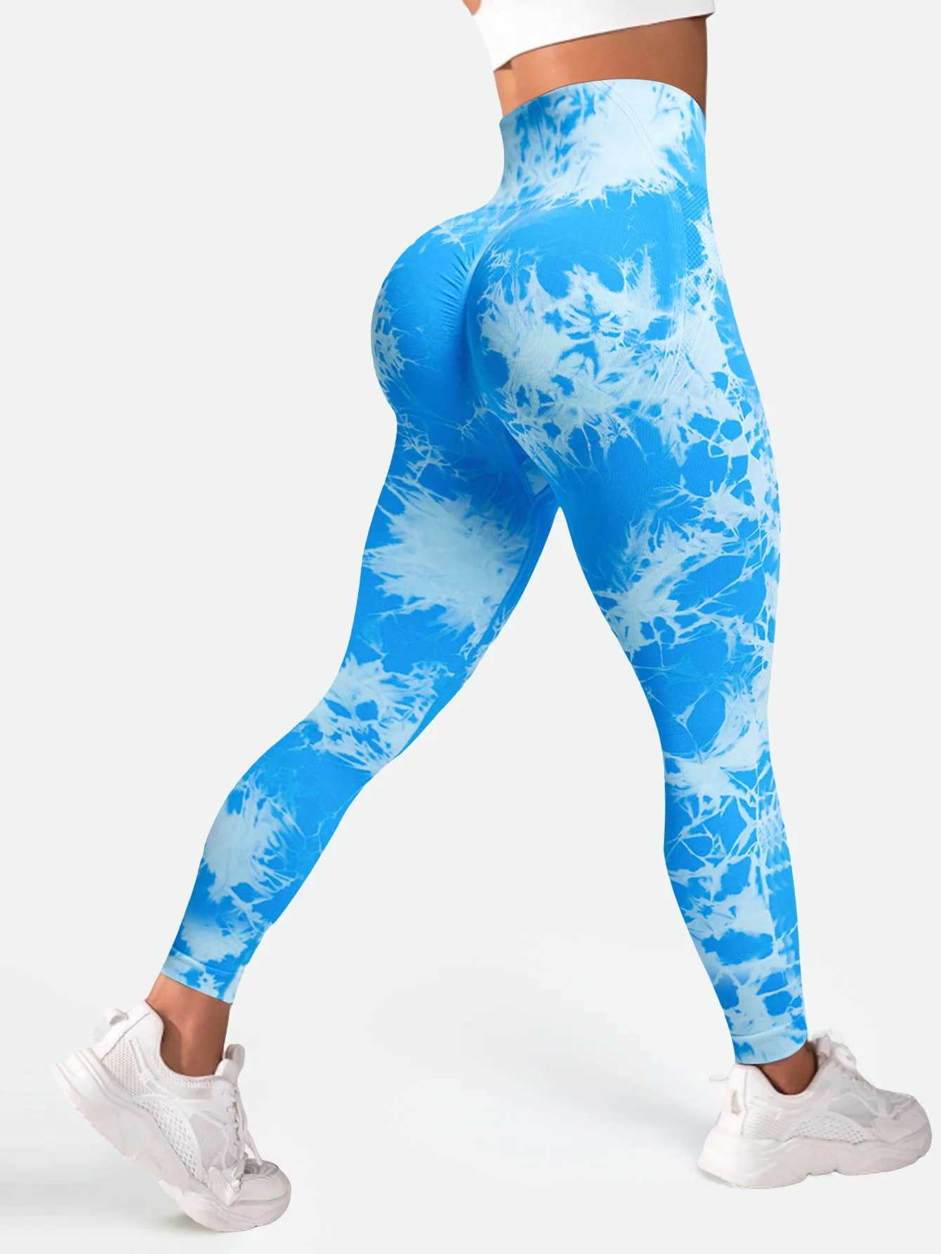 Tie dye seamless fashion yoga pants with high elasticity abdominal control gym legs fitness bikes yoga leggingsC250425