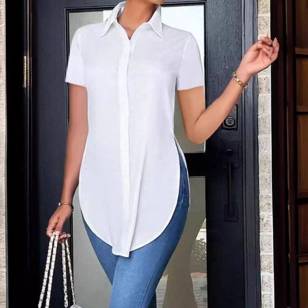 2024 Summer Fashion Simple POLO Collar Womens Shirt Womens Shirt