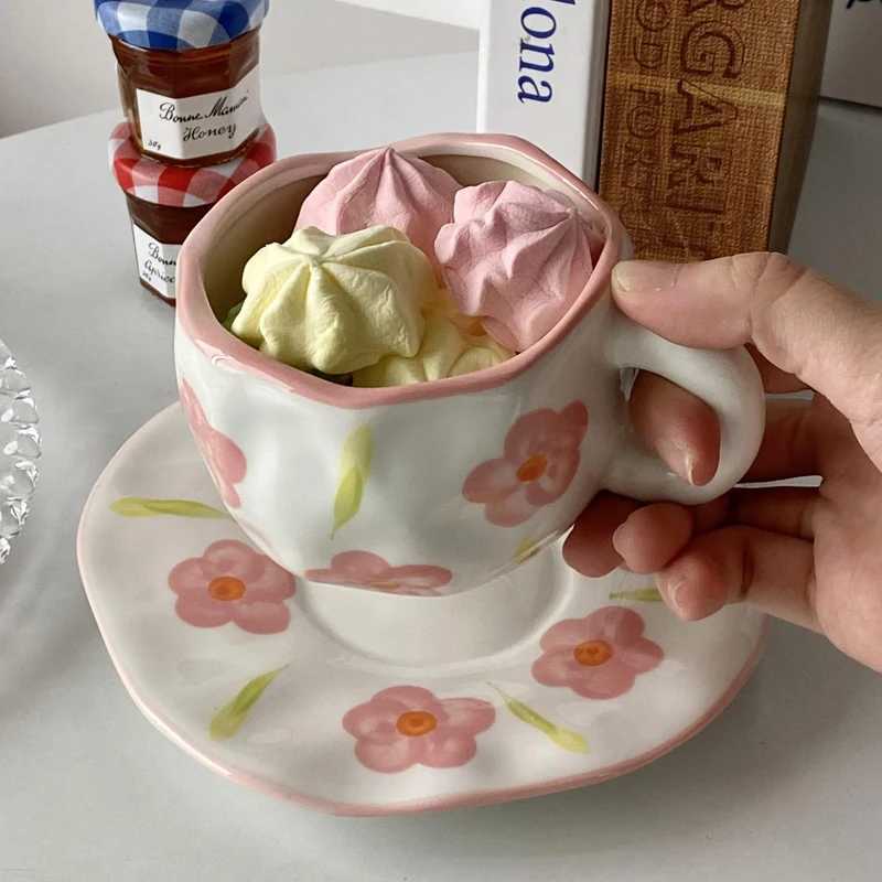 Hand Pinch Retro Ceramics Mugs with Tray Coffee mug Milk Tea office Cups Drinkware the Best birthday Gift for Friends Y251125