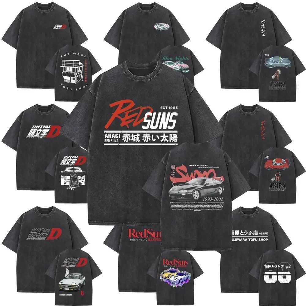 Washed Vintage Men Women Anime Initial D Fujiwara Takumi Graphic Print T-shirt Mens Manga Casual T-shirt Mens Extra Large T-shirt W250425
