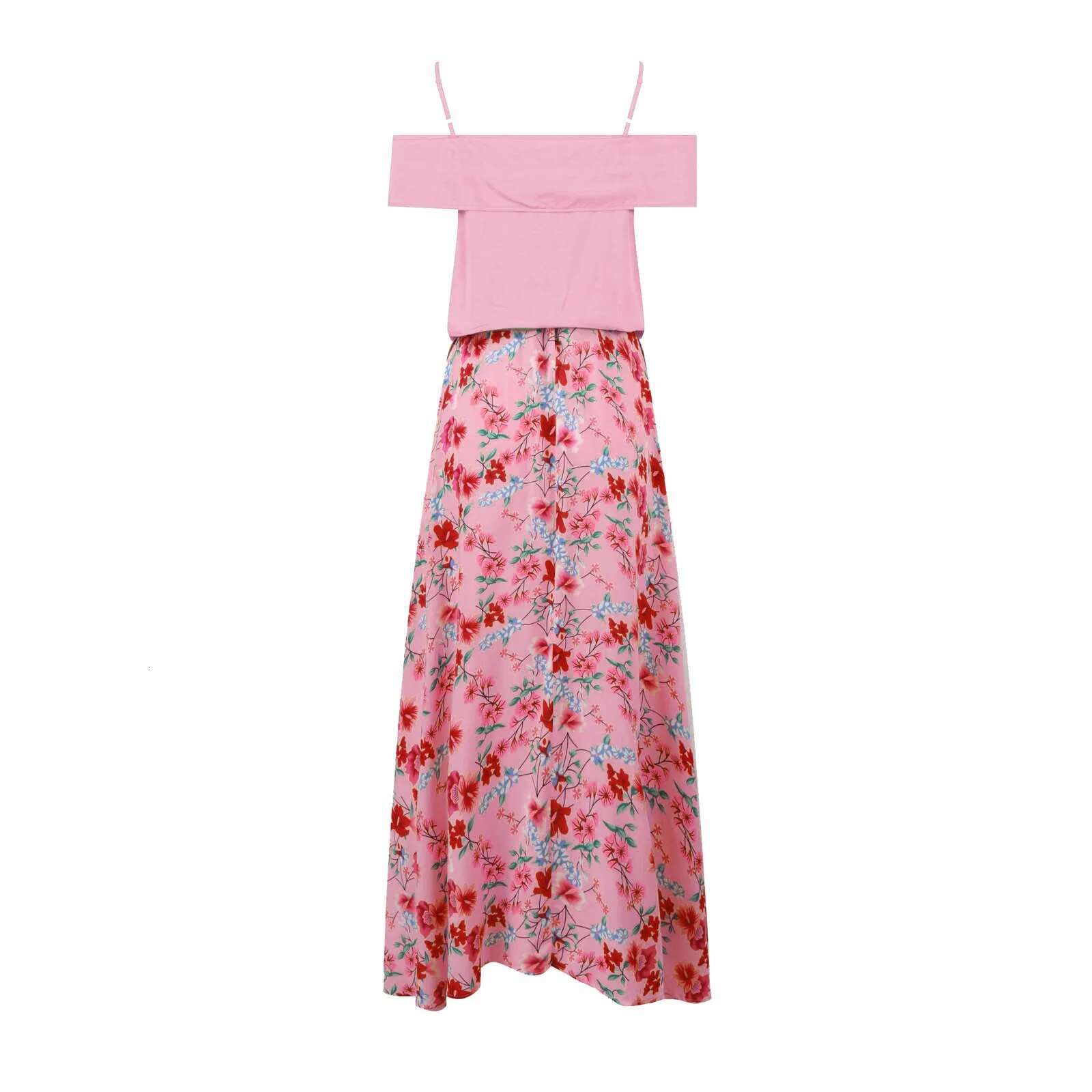 Dongdumaoyi Womens Bohemian Dress Beach Vacation Summer Vintage Style Two Piece Set With Large Hem Pleated Floral Print Vestidos