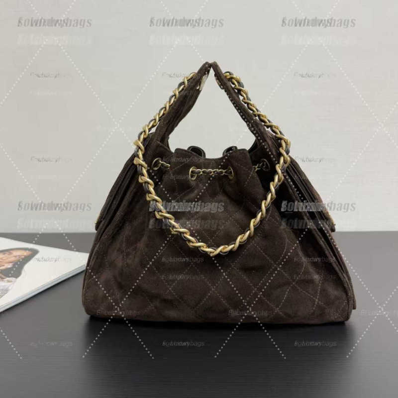 WOC Handle Caviar Hippie 25bag Designer shoulder diamond check long chain fashion bucket crossbody bag Big homeless person 25 suede leather grey casual luxury brand