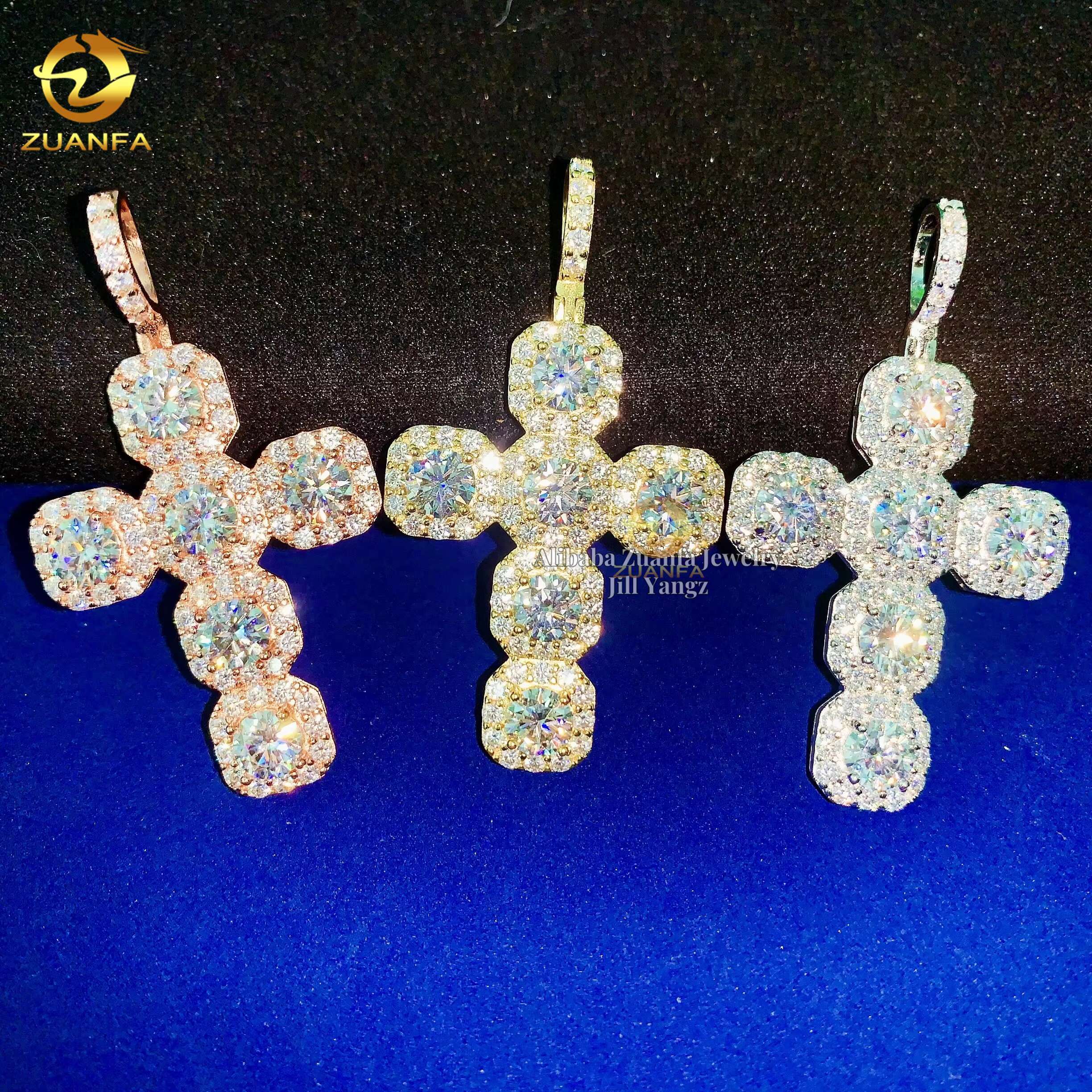Cross Pendant Collection Baguette Moissanite Pendants GRA Certificate Iced Out Jewelry Custom Moissanite Pendant