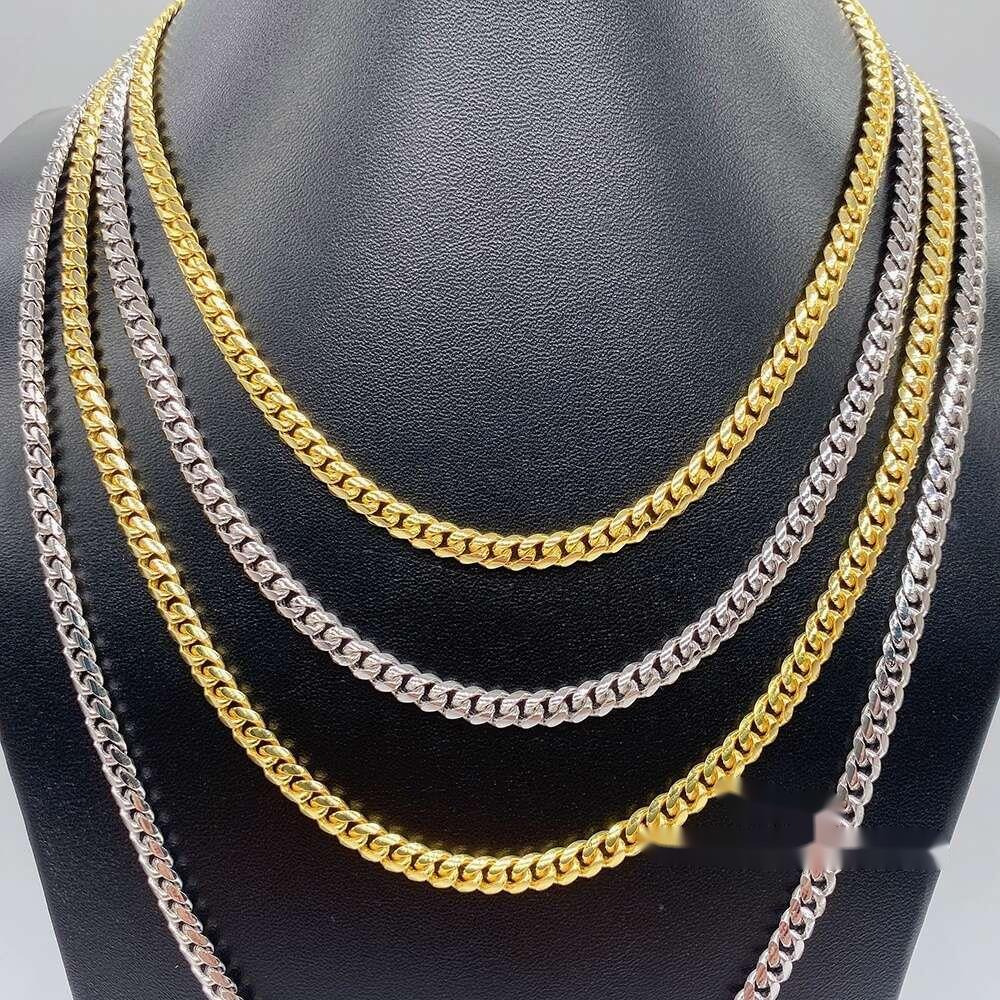 2025 New European and American trendy hip-hop Cuban necklace