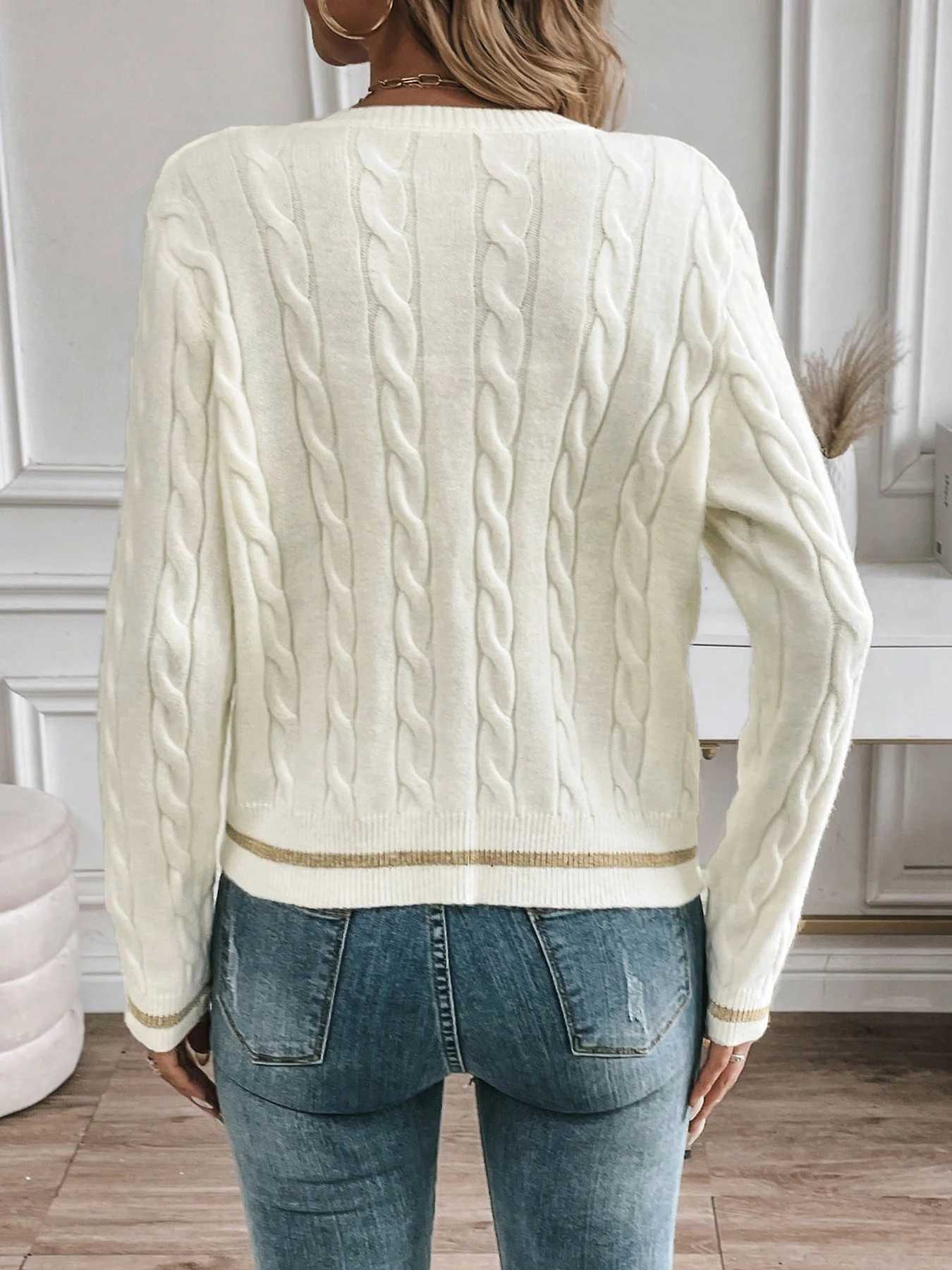 Womens Minimalist round Neck Long Sleeve Knitted Cardigan Sweater New Style Comfortable Soft Material Fashionable OuterwearT251125