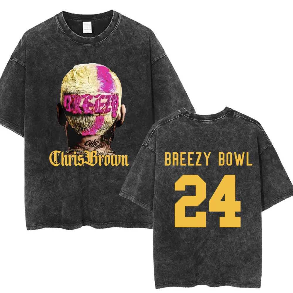 Chris Brown Breezy Bowl XX Tour Laundry T-shirt Retro Hip Hop Gothic T-shirt Mens Extra Large Cotton T-shirt Street Clothing W250425