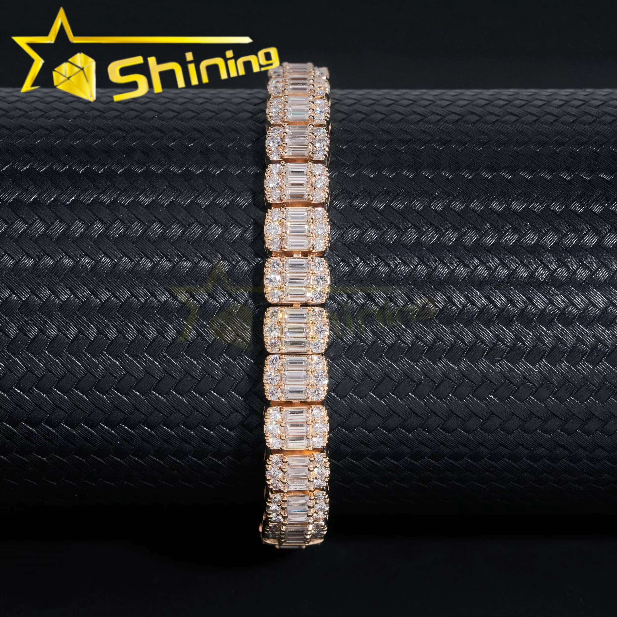 Custom Made Hip Hop Jewelry 8MM Cuban Link Chain 10K Real Gold VVS Moissanite Diamond Cuban Bracelet Men