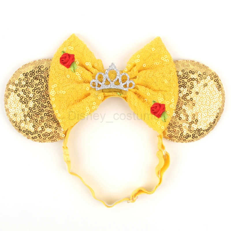 Disney 2024 Disney Mouse Ears Adjustable Elastic Headband Suitable for Baby Adult Glitter 5 Bow Hair Festival Party DIY Hair Accessories X250425