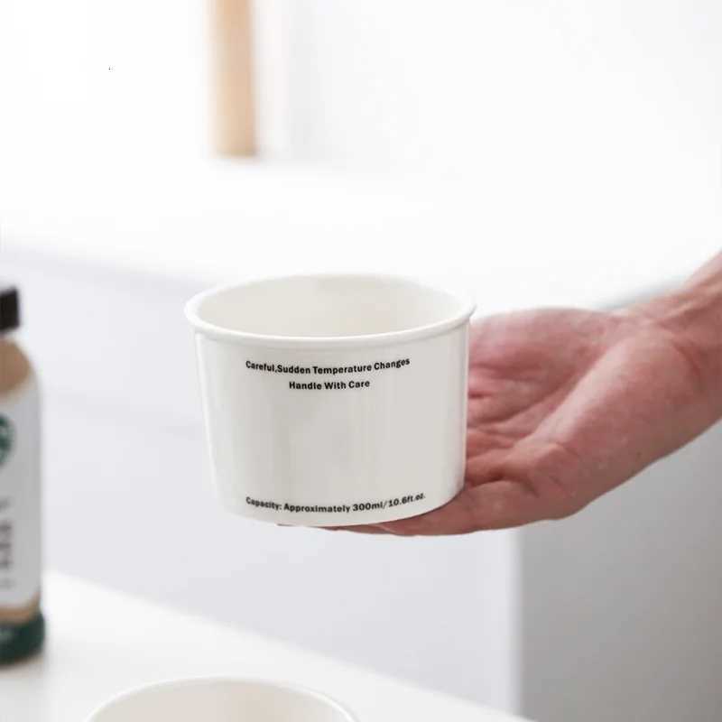 Zhubai HomeCoffee Cup Afternoon Tea Ceramic Mug Hanging Ear Imitation Paper Simple Letter Couple Water Coaster Set Y251125