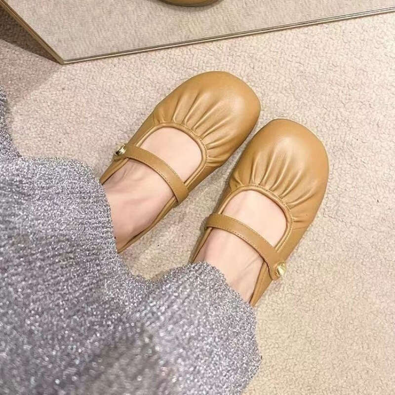 2025 Spring/Summer New French Fold Western Style Baotou Half Slippers Women, Gentle Outing, Single Shoes for Women