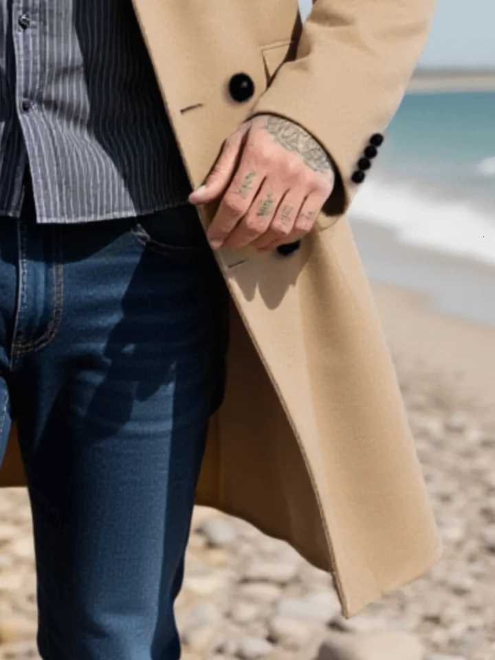 Mans Winter Jacket Foiled Coat Overcoat Padded Liner Double Buckle Accent Solid Tone Outdoor GradeEuro FitT251125