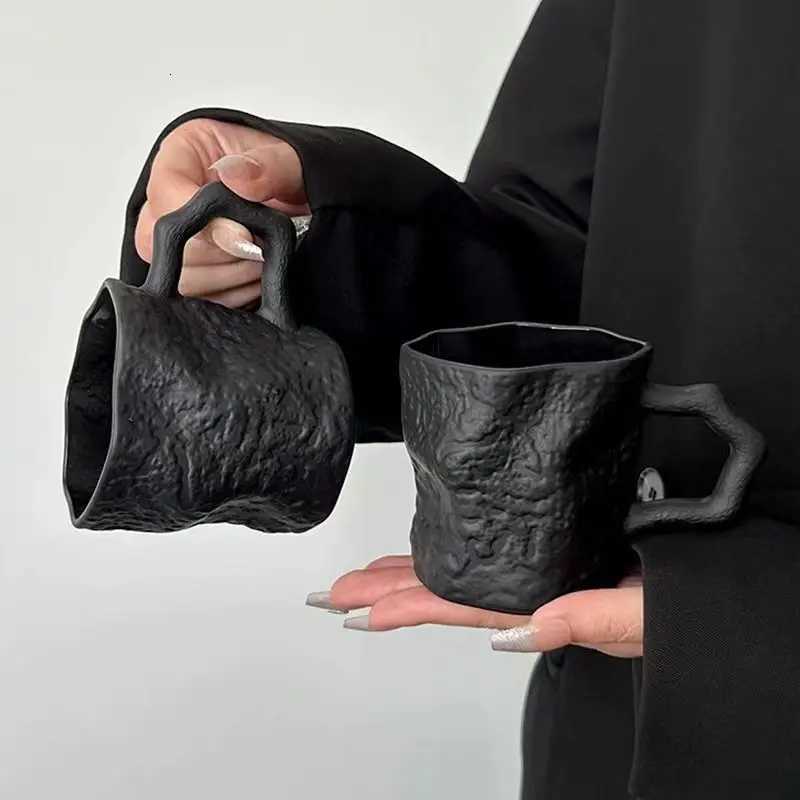 Black Rock Glass Milk Mugs Tea Coffee Juice Water Cup Home Office Drinkware Y251125