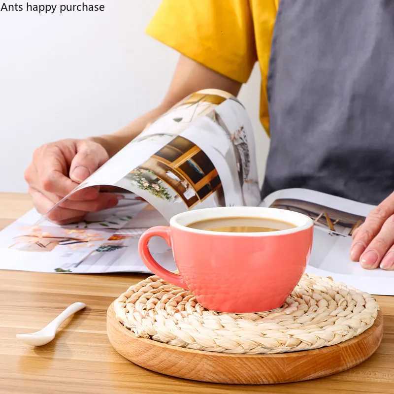 250ml Coffee Cup and Saucer Solid Color Ceramic Mug Milk Tea Cups Afternoon Tea Cup Milk Mugs Water Cups Tea Mug Coffee Mugs Y251125