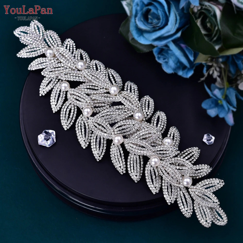 YouLaPan Wedding Tiara Bridal Leaf Headband Wedding Hair Accessories Rhinestone Bride Headwear Female Headpiece HP411 250420