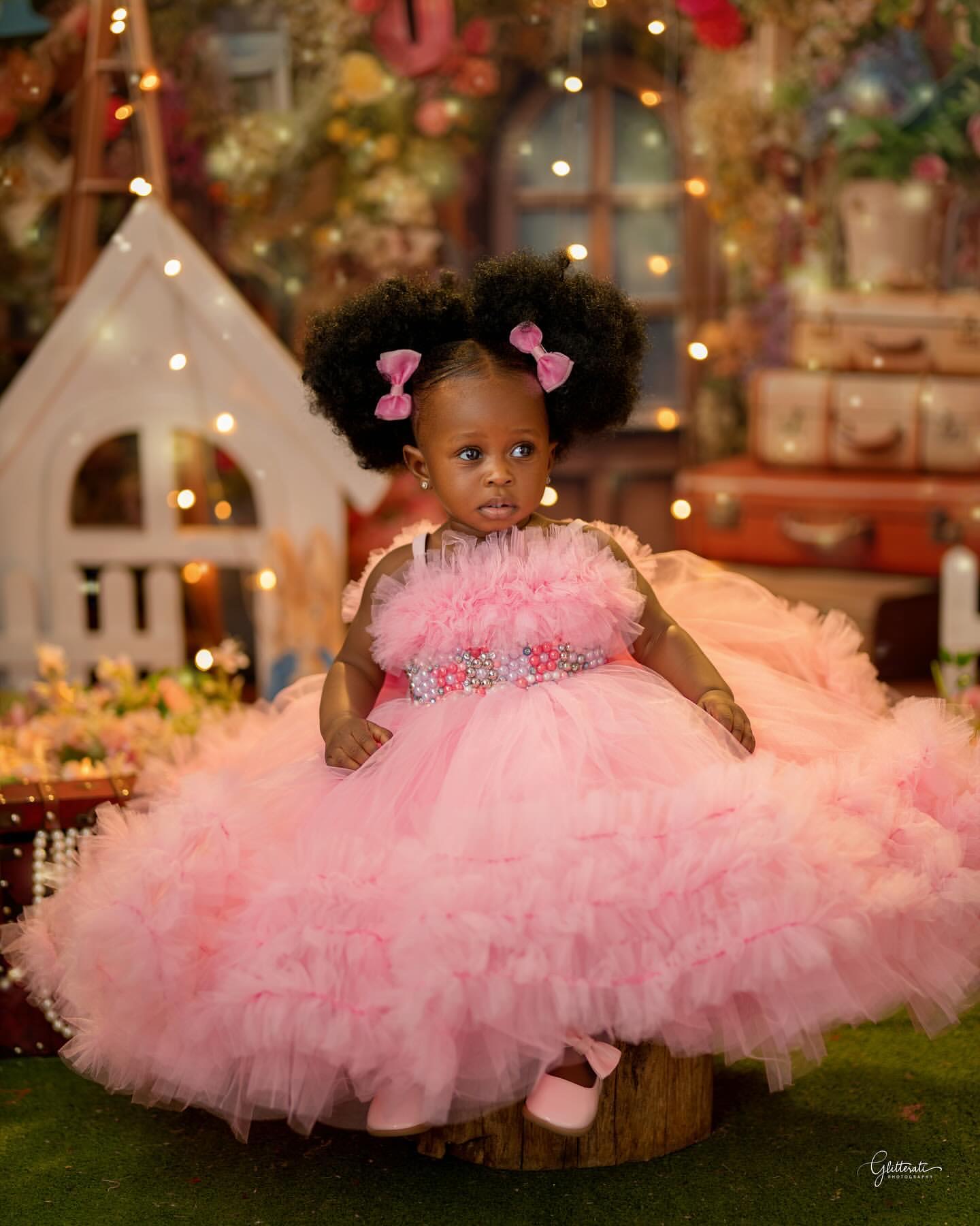 2026 Pink Ball Gown Flower Girl Dresses Pearls Spaghetti Tulle Bow Halter Little Girl Christmas Peageant Birthday Christening Tutu Dress Gowns ZJ424