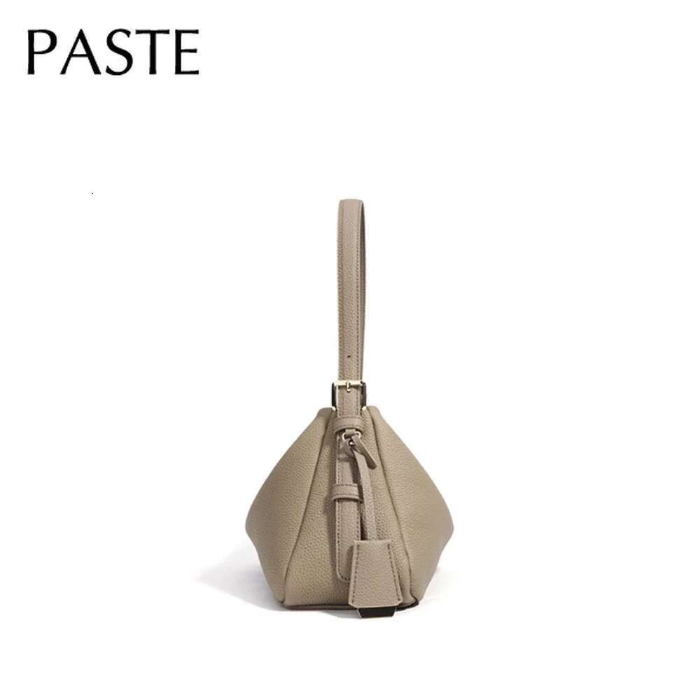 New Natural First Layer Cow Leather Women Hobo Tote 2025 Simple Ladies Hand Bags Cowhide Female Shoulder Bag Beige
